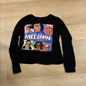 On Fire Black Long Sleeve Tee with Colorful Graphic